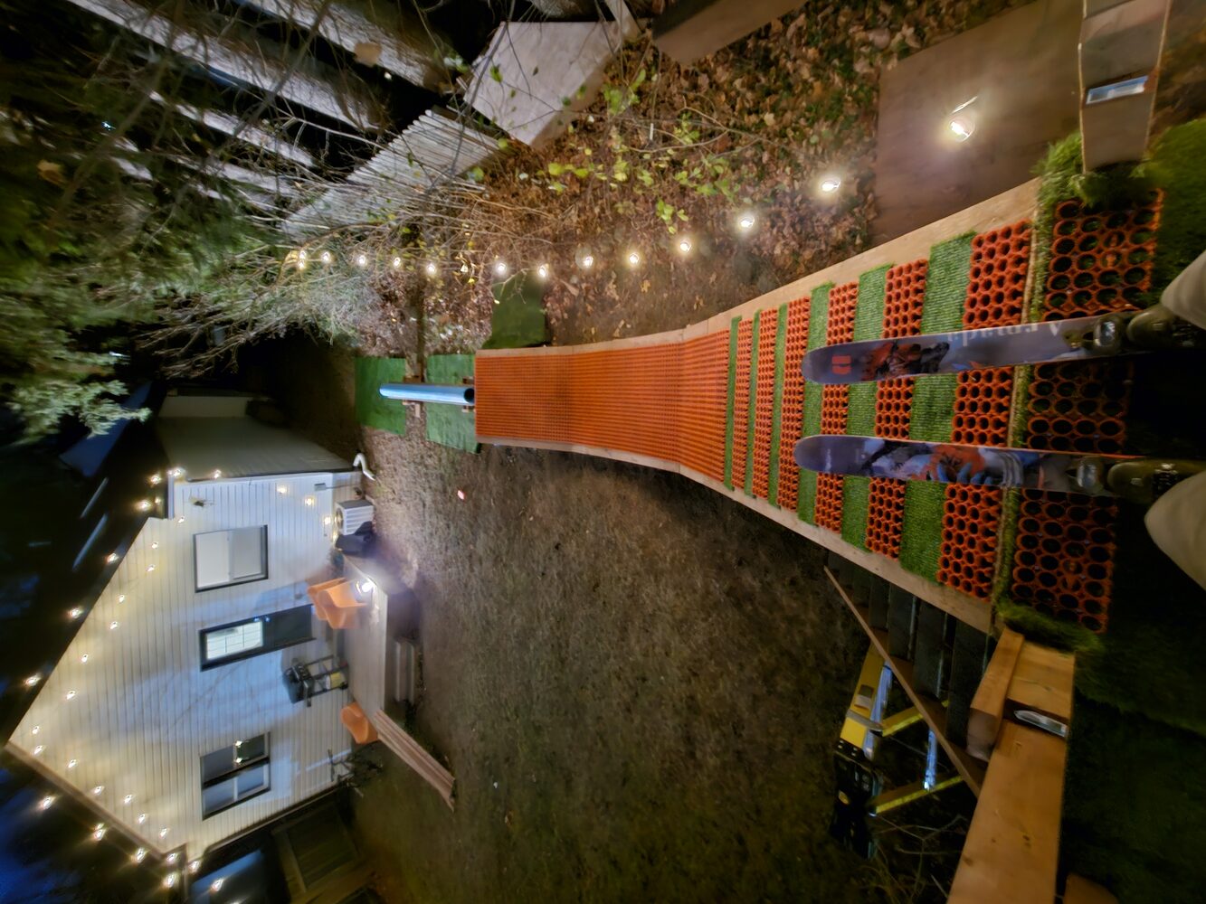 Turf and string lights