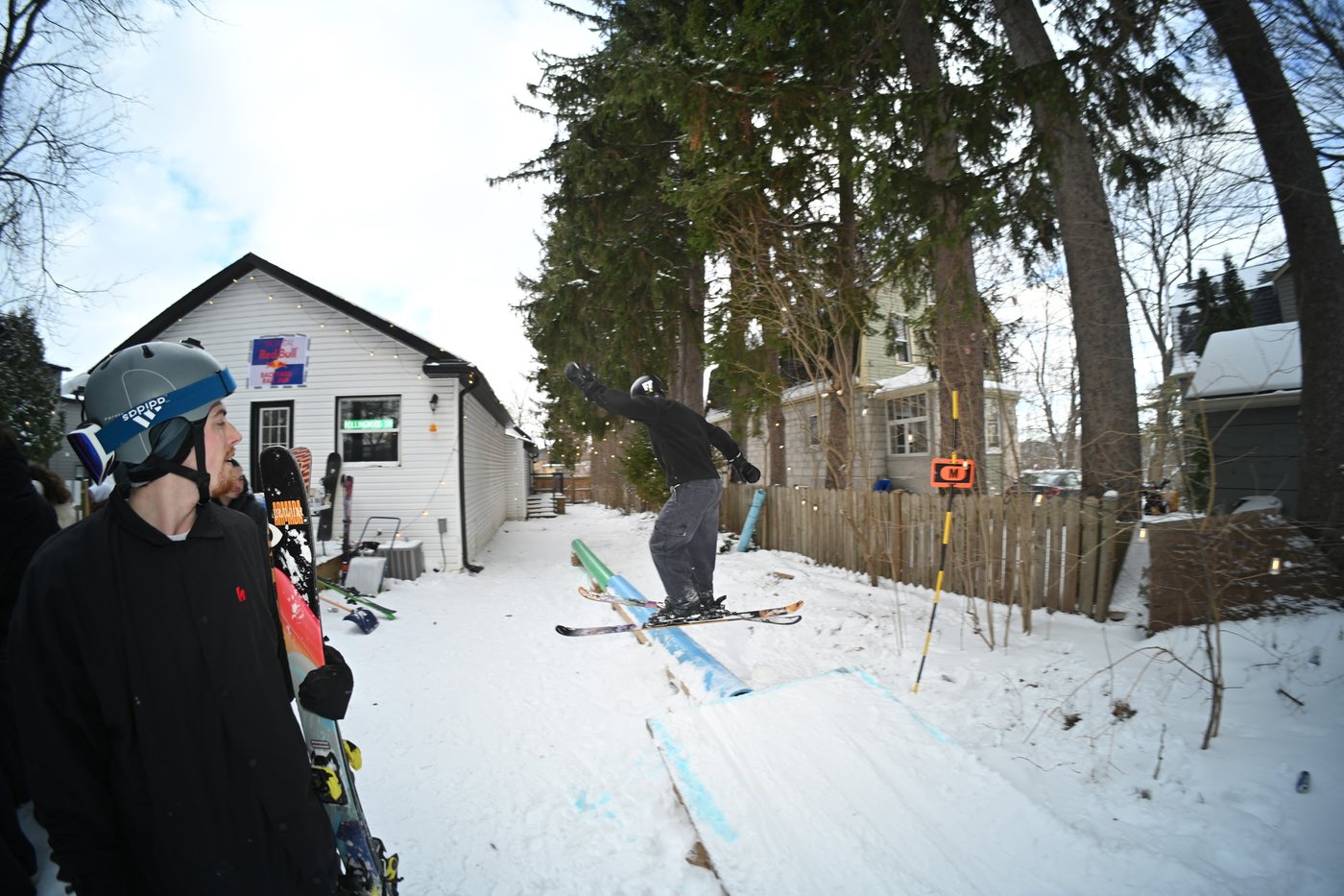 Watching from the side of the rail
